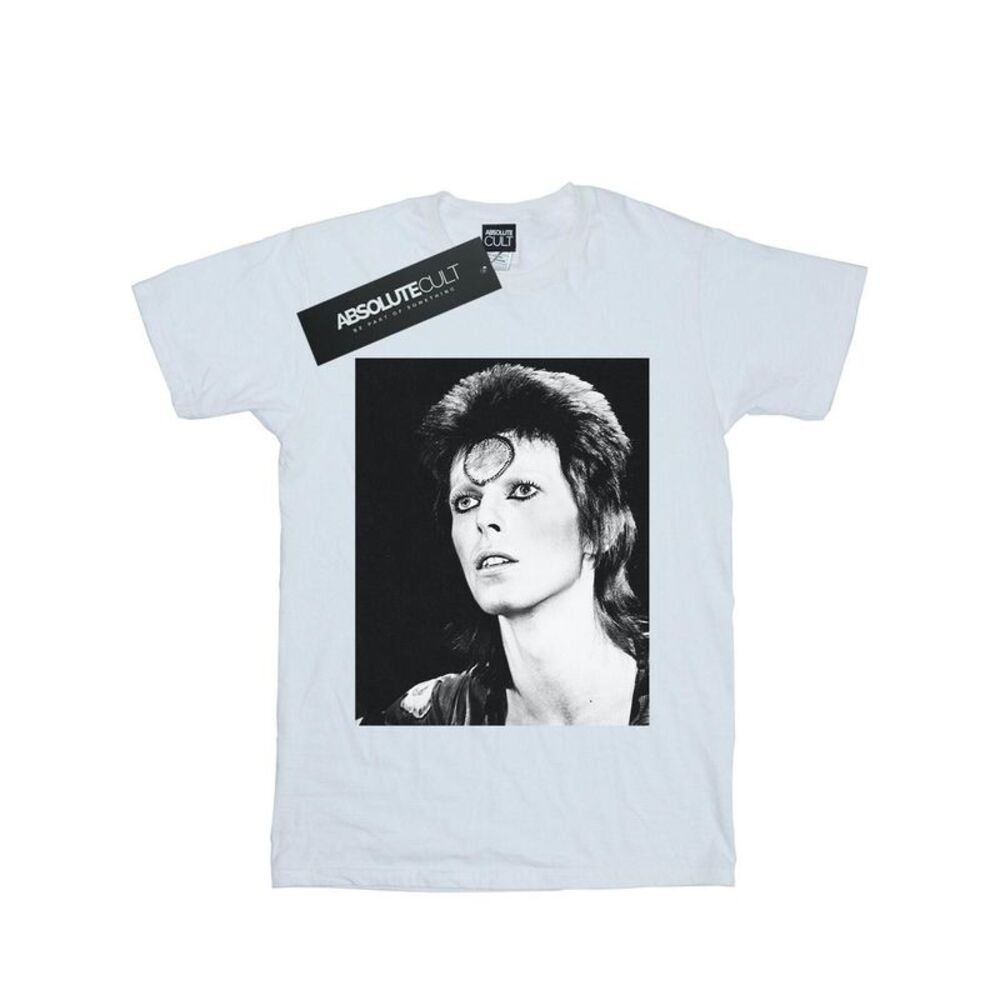 David Bowie Mens Ziggy Looking T-Shirt / White